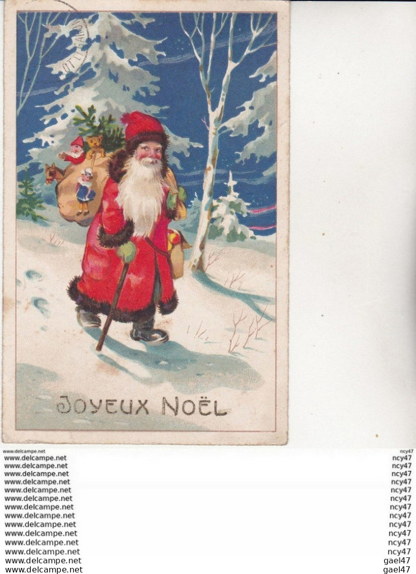 Lot 4 CPA NOEL. Père Noël Dans Une Ferme Ancienne, Avec Fillette Et Poupée, Avec Mère Et Enfants ,tambour .   Z262 - Autres & Non Classés