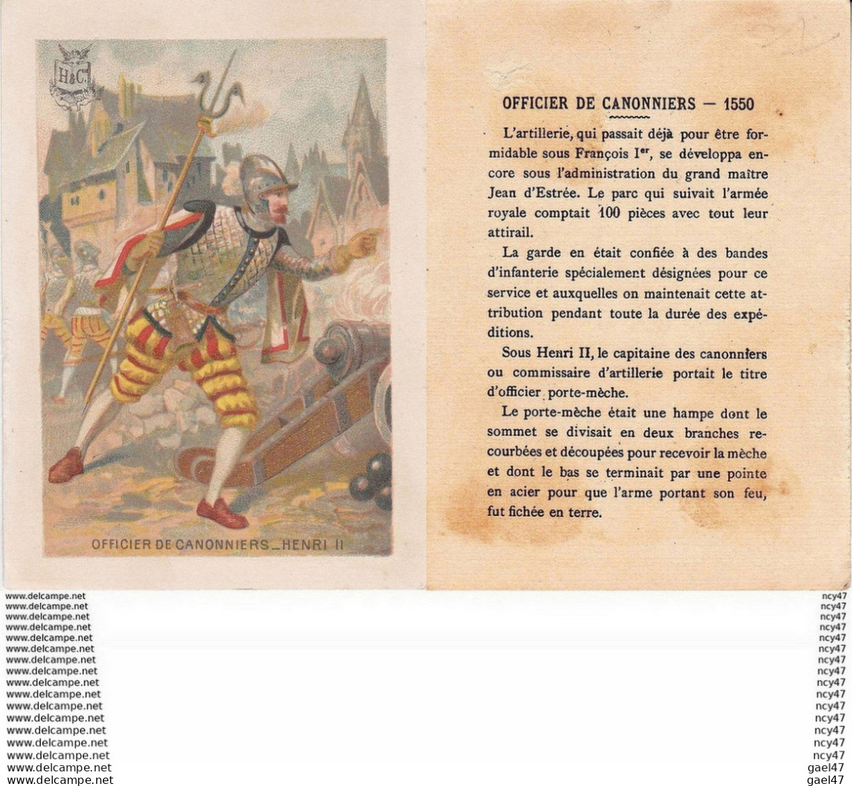 CHROMOS. HISTOIRES.  Officier De Canonniers. Henri II. ..Z222 - Artis Historia