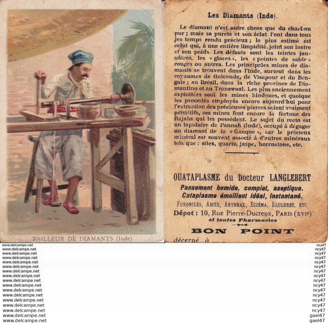 CHROMOS. Quataplasme Du Docteur LANGLEBERT (Paris).  Tailleur De Diamants Au Inde. ...T487 - Other & Unclassified