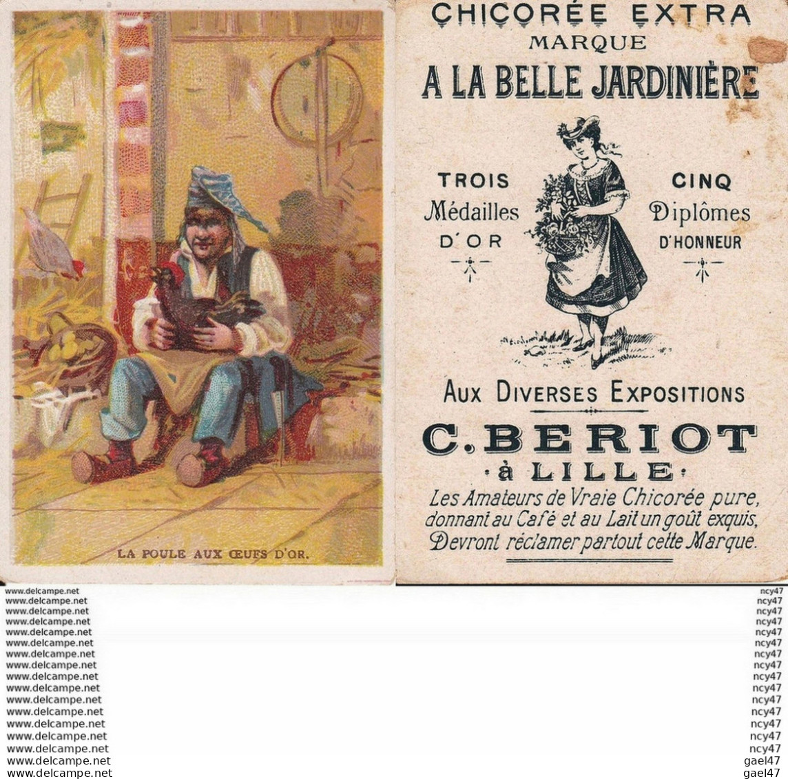 CHROMOS.  Chicorée A LA BELLE JARDINIERE.  C. BERIOT (Lille).  La Poule Aux Oeufs D'or. ...T465 - Tea & Coffee Manufacturers