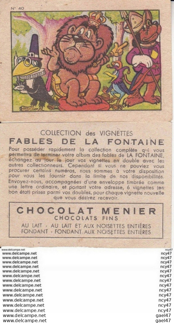 CHROMOS. Chocolat  MENIER.  Fables De La FONTAINE. ...T356 - Menier