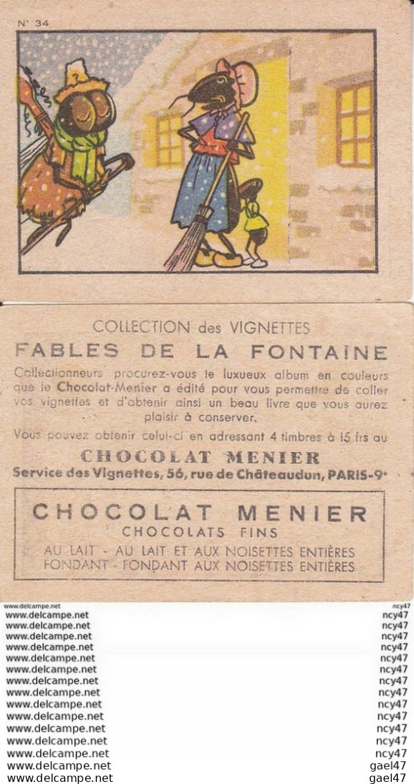 CHROMOS. Chocolat  MENIER.  Fables De La FONTAINE. ...T354 - Menier