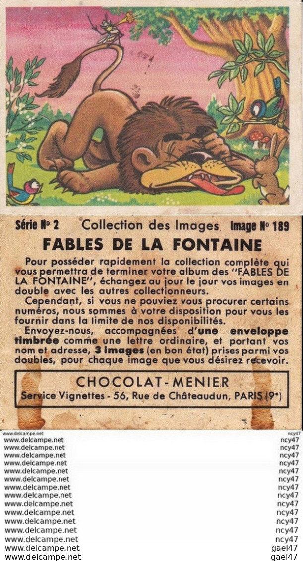 CHROMOS. Chocolat  MENIER.  Fables De La FONTAINE. ...T343 - Menier