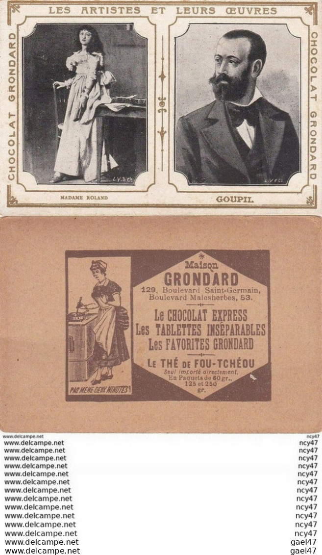 CHROMOS. Chocolat. GRONDARD .(Paris).  Goupil, "Madame Roland". ...Z591 - Altri & Non Classificati