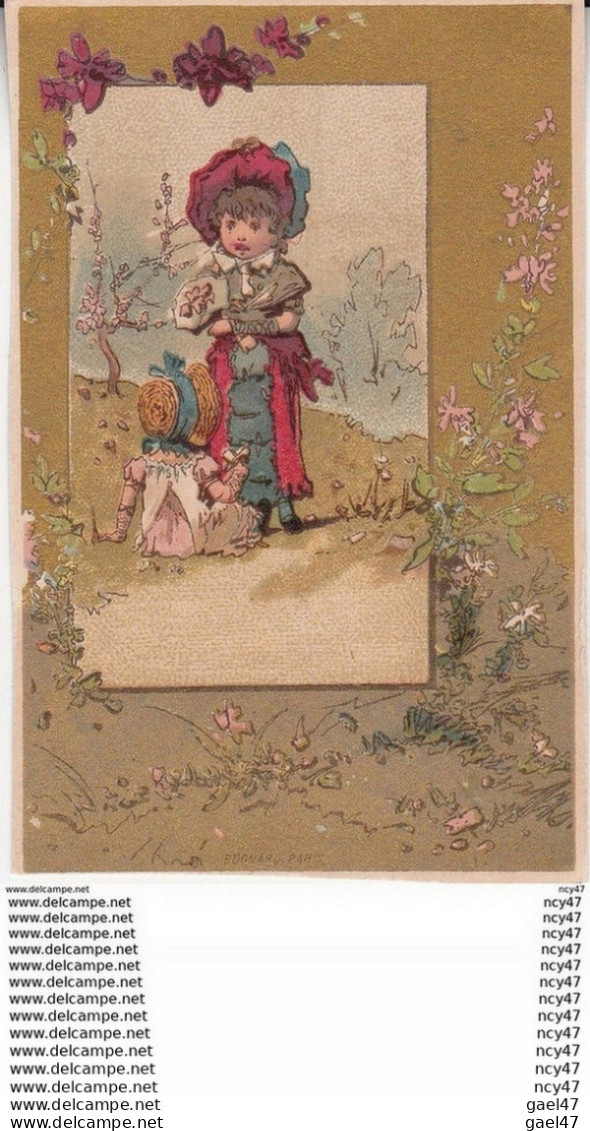 CHROMOS. Femme Robe Longue Et Fillette Cueillant Des Fleurs. ...Z781 - Autres & Non Classés