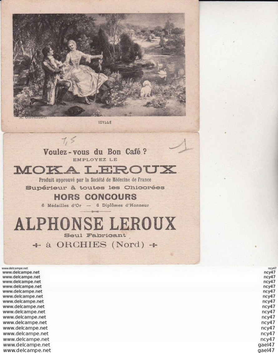 CHROMOS. Moka  A. LEROUX. L'idylle, Tableau De E. Obernauser. ...Z141 - Tee & Kaffee