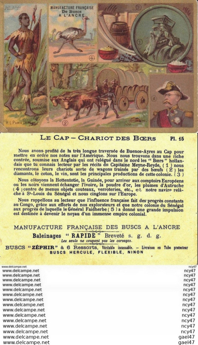 CHROMOS.  Manufacture Française  Des BUSCS A L'ANCRE.  Le Caps,  Chariot Des Boers. ...T379 - Autres & Non Classés