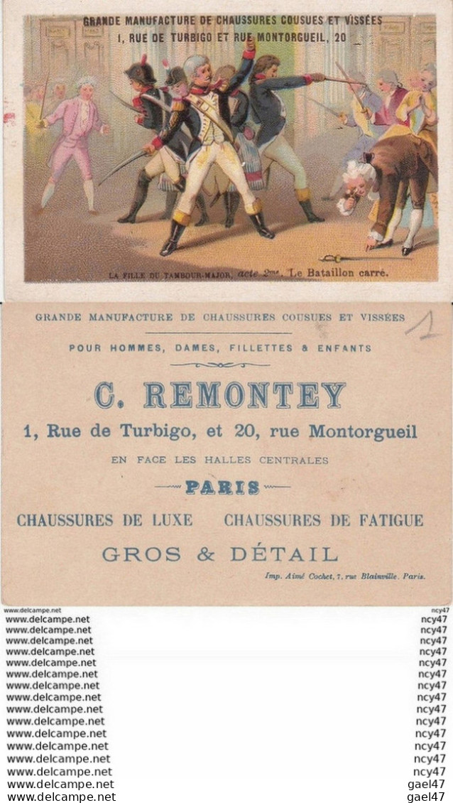 CHROMOS. Chaussures  C. .REMONTEY.  La Fille Du Tambour,acte2, Le Bataillon Carré  ...Z153 - Autres & Non Classés