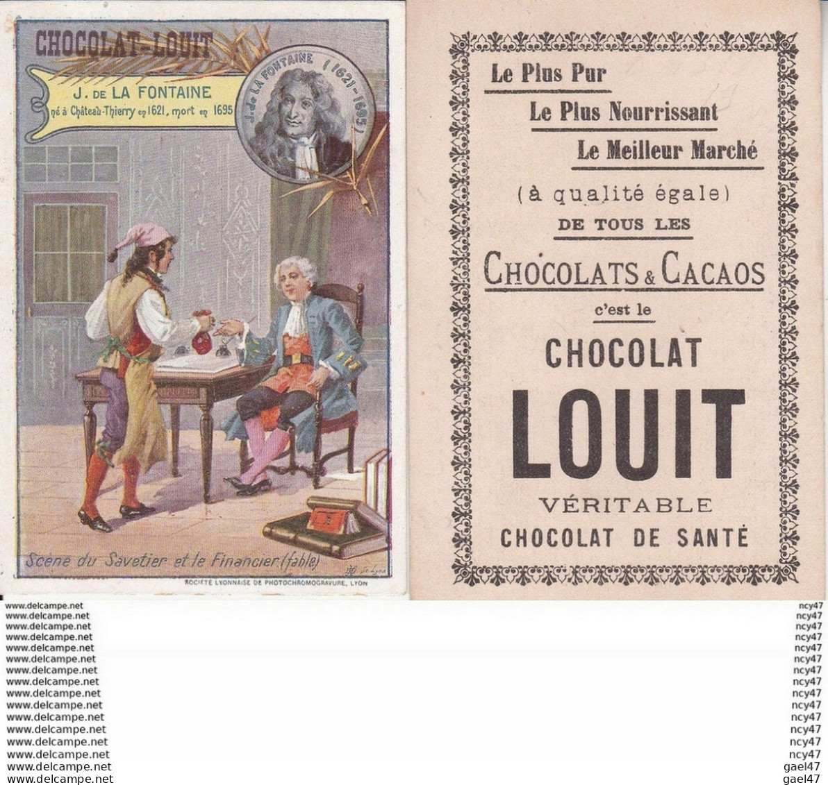 CHROMOS. Chocolat LOUIT (Bordeaux).  J. De La Fontaine, Scène Du Savetier Et Le Financier. ...T299 - Louit