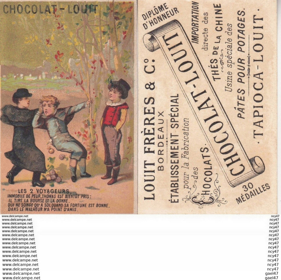 CHROMOS. Chocolat LOUIT (Bordeaux). Les 2 Voyageurs. ...T281 - Louit