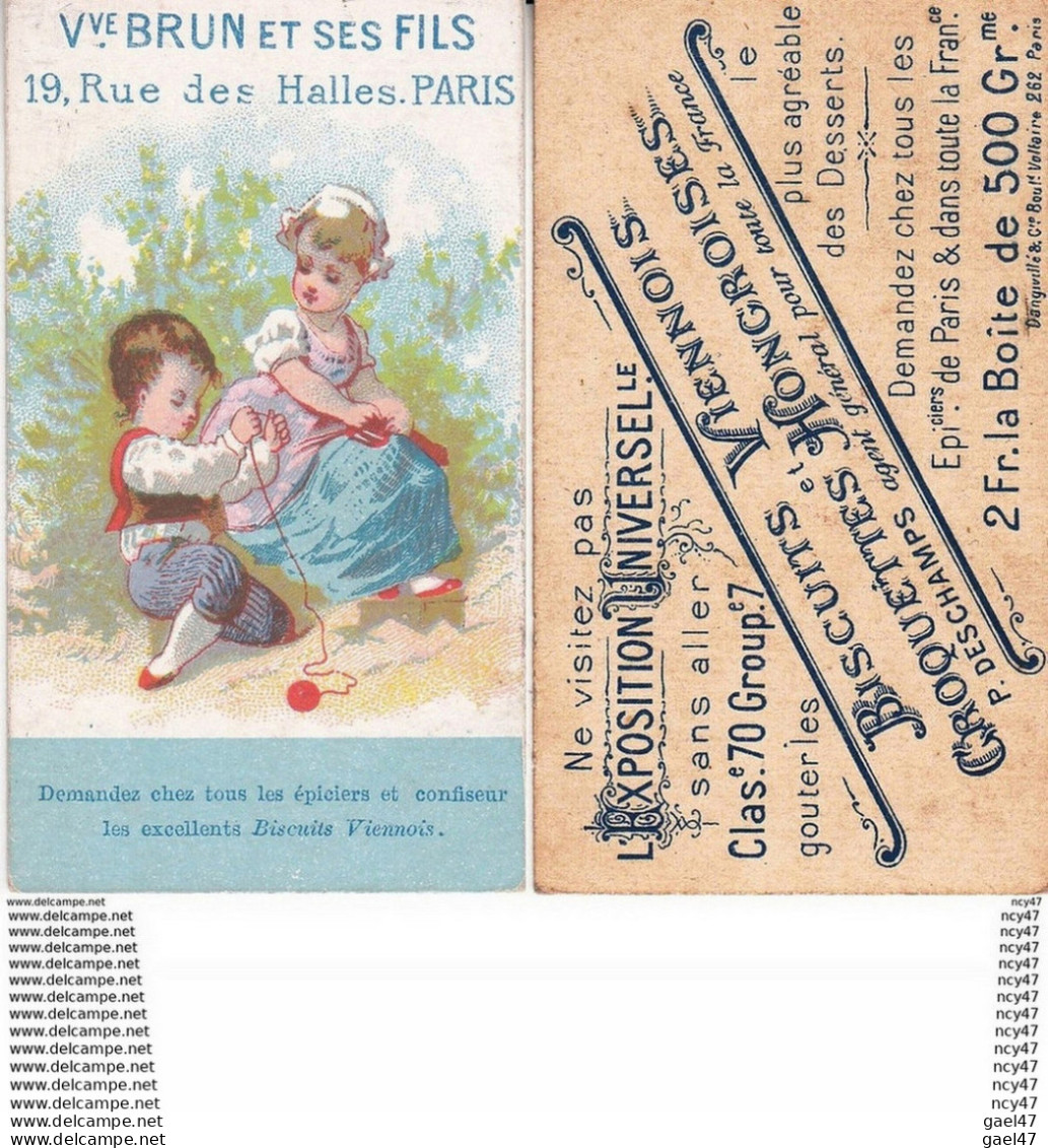 CHROMOS. Biscuits.Vve. BRUN Et FILS.(Paris).   Enfants Jouant Avec Une Pelote De Laine. ...Z572 - Andere & Zonder Classificatie