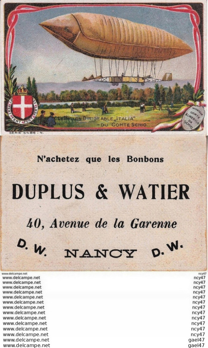 CHROMOS. Bonbons, DUPLUS & WATIER (Nancy).  Le Ballon Dirigeable "Italia" ...Z863 - Autres & Non Classés