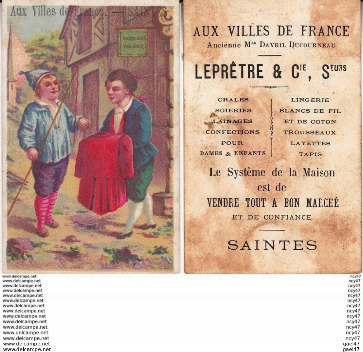 CHROMOS. Lingeries Et Soieries, LEPRETRE & Cie (Saintes).  Tailleur  ...Z851 - Altri & Non Classificati