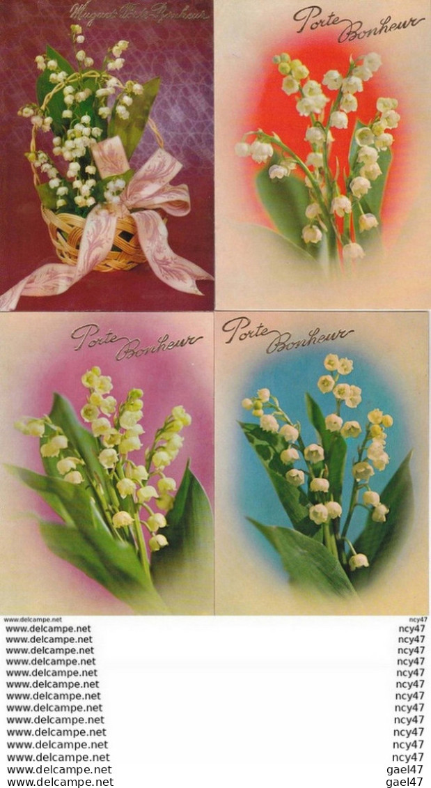 Lot 4 CPA  Fête 1er MAI.  Porte Bonheur, Bouquet De Muguet Dans Panière ..Z728 - Otros & Sin Clasificación