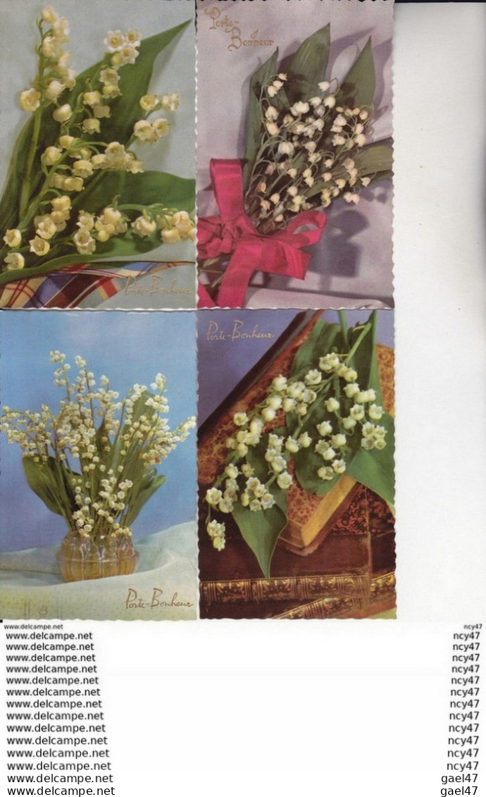 Lot 4 CPA  Fête 1er MAI.  Porte Bonheur, Bouquet De Muguet, Vase, Livre. ..Z725 - Otros & Sin Clasificación