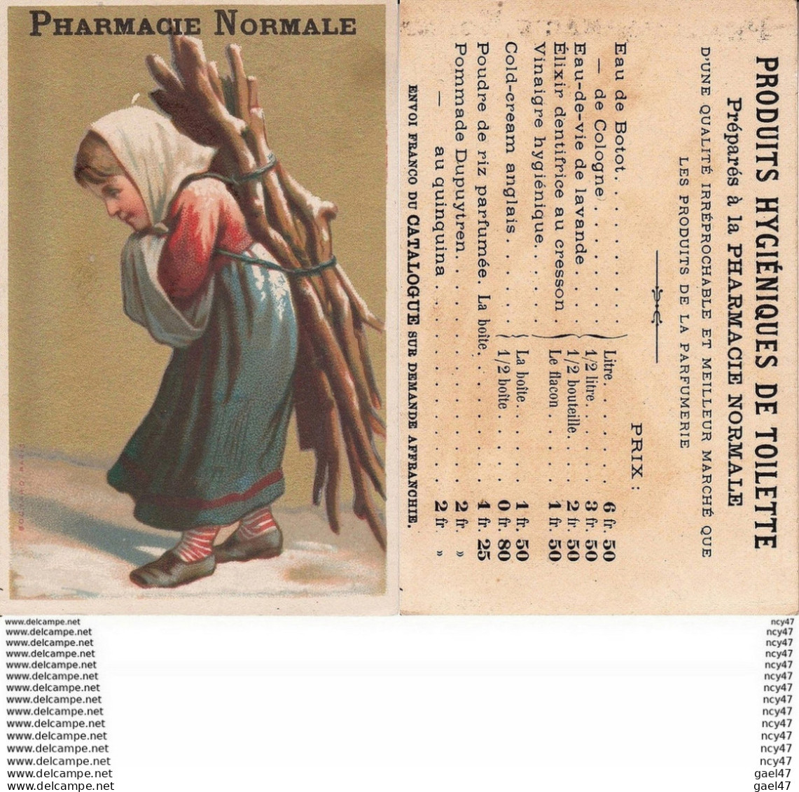 CHROMOS. Pharmacie Normale.  Femme Portant Un Fagot De Bois ...Z786 - Sonstige & Ohne Zuordnung