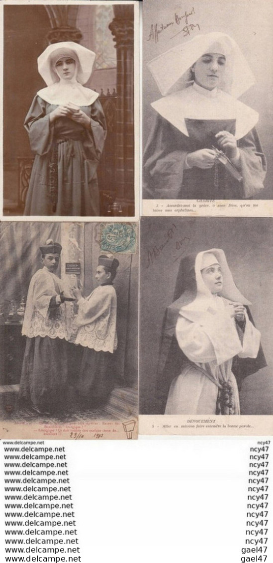 Lot 4 CPA  RELIGIONS.  Bonnes Soeurs / Enfants De Coeur. ...Z881 - Eglises Et Couvents