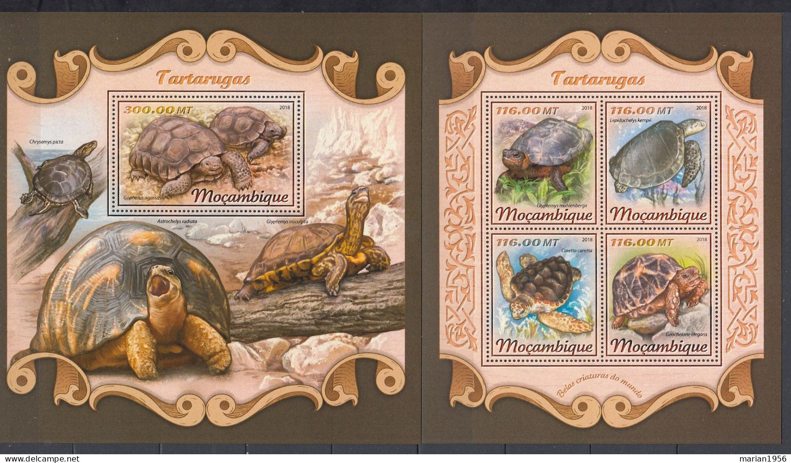 Mozambique 2018 - TORTUES - BL + BF - MNH - Michel 42,00 Eur. - Tortugas