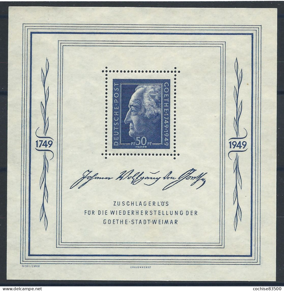 Allemagne Orientale - E. Générales Bloc N°1** (MNH) 1949 - Écrivain "Goethe" - Altri & Non Classificati