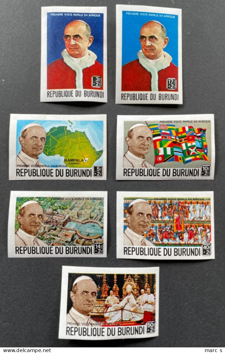 BURUNDI 1969 - NEUF**/MNH - SERIE COMPLETE Mi 506 /512 - YT 330 / 336 - VISITE PAPE PAUL VI - Ungebraucht