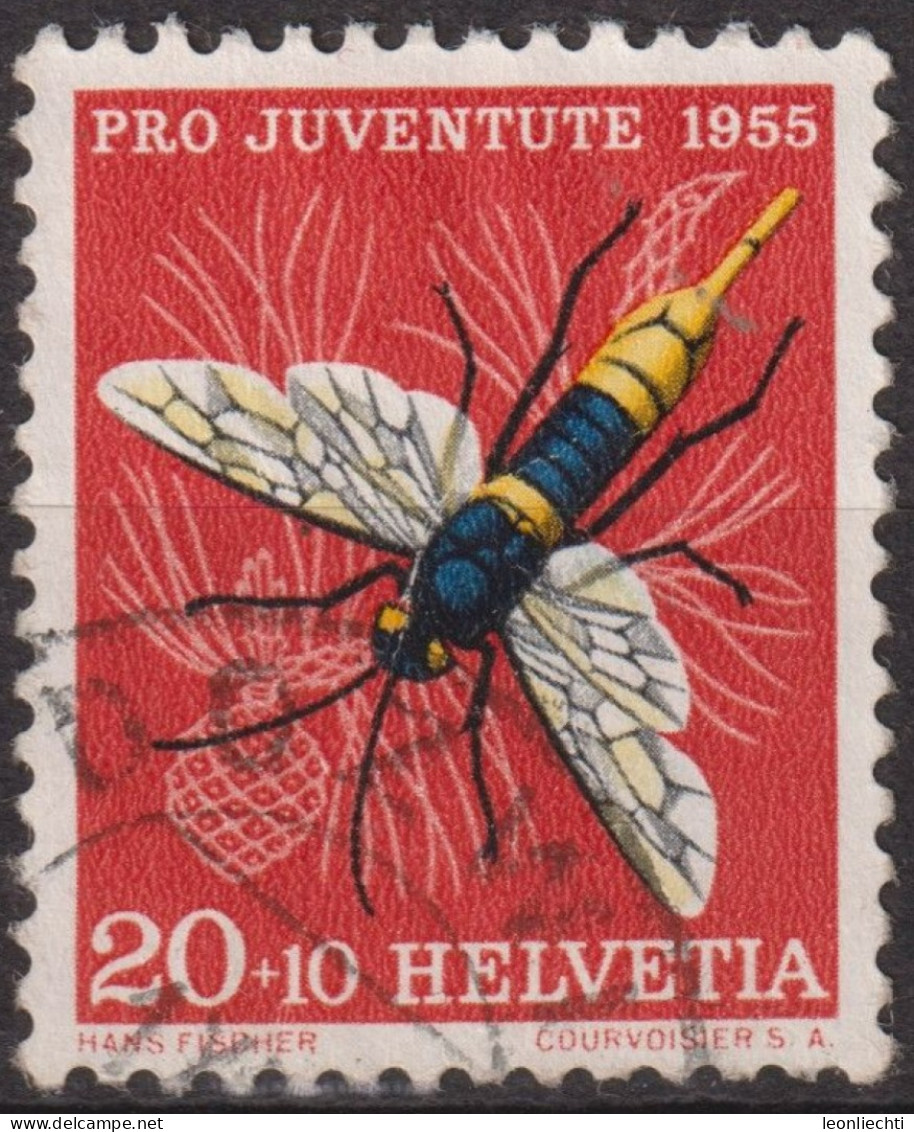 1955 Schweiz Pro Juventute ° Zum:CH J160,Yt:CH 569, Mi:CH 620, Holzwespe, Insekten - Used Stamps