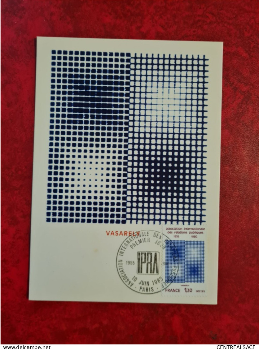 Carte MAXIMUM 1980 PARIS ASSOCIATION INTERNATIONALE DES RELATIONS PUBLIQUES VASARELY - 1980-1989