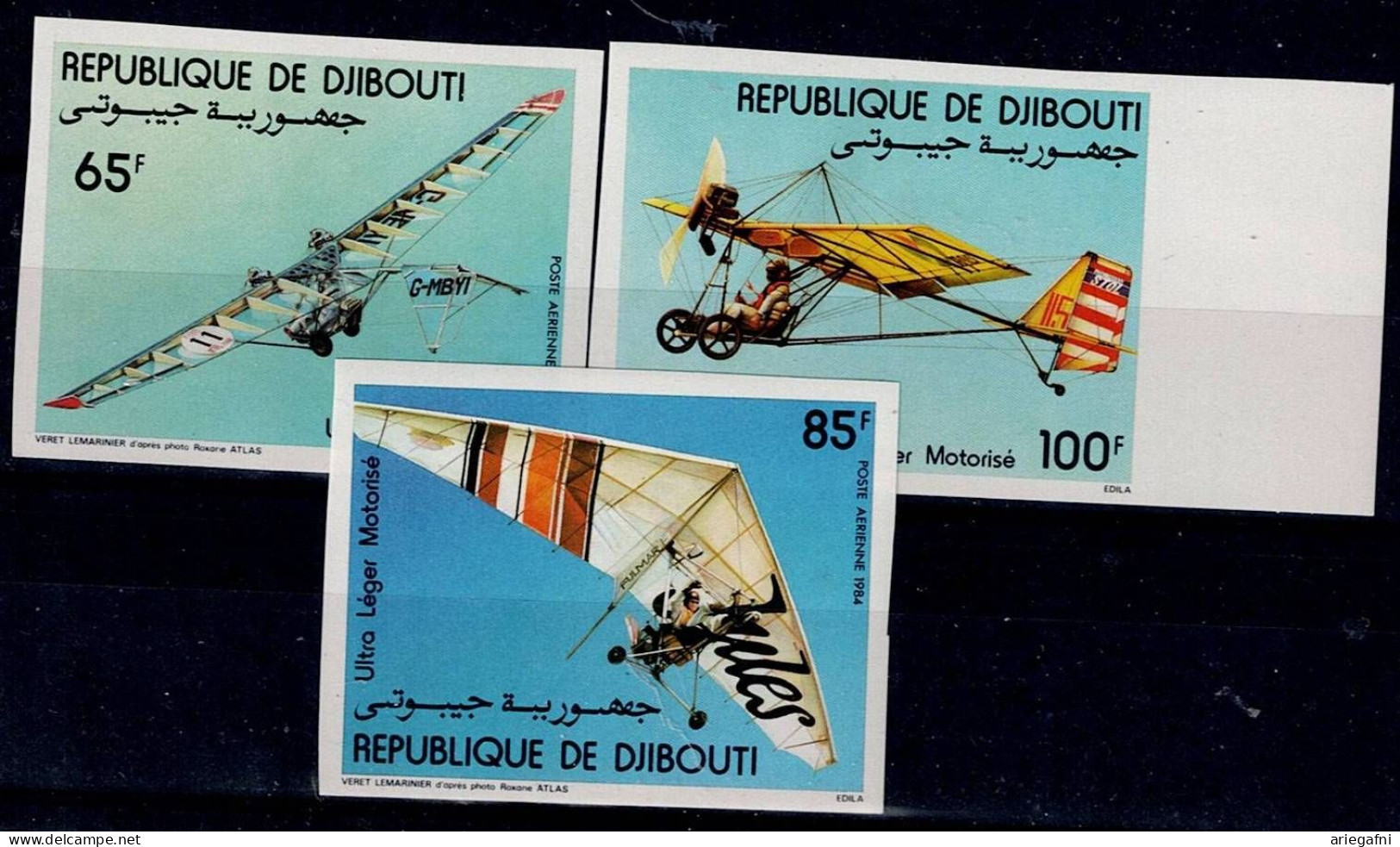 DJIBOUTI  1984 ULTRALIGHT AIRCRAFT SET IMPERF MI No 394-6 MNH VF!! - Aerei