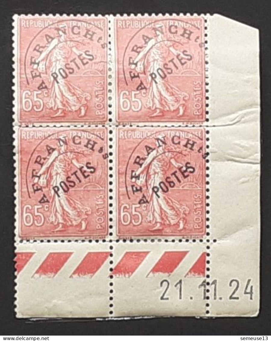 Semeuse 65 C. Rose 201 Préo 48 En Bloc De 4 Coin Daté PAS CHER - 1903-60 Sower - Ligned