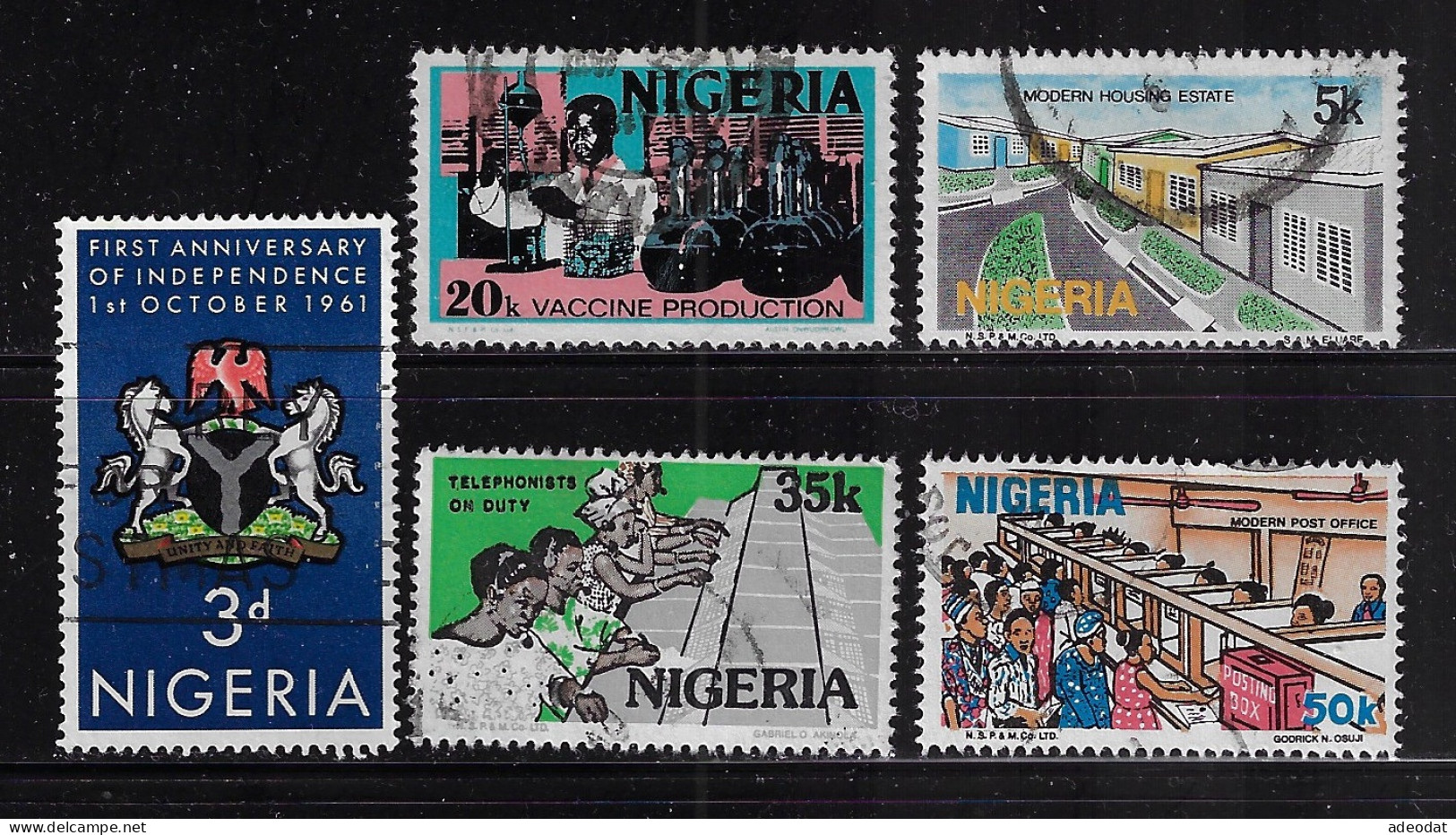 NIGERIA  1961  SCOTT#118,301,490,495,498 USED - Nigeria (1961-...)