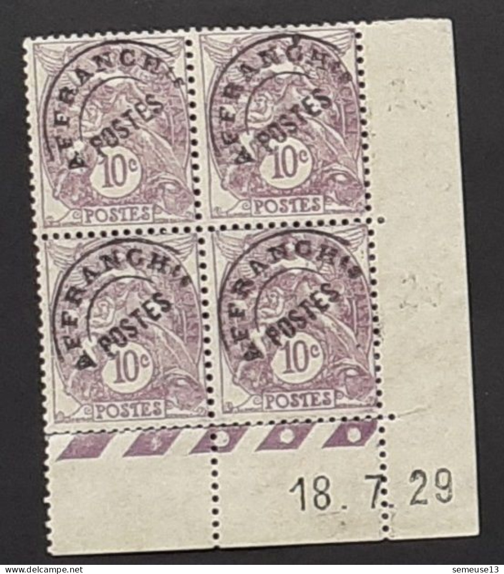 Blanc 10 C. Violet 233 Préo 43 En Bloc De 4 Coin Daté PAS CHER - 1900-29 Blanc