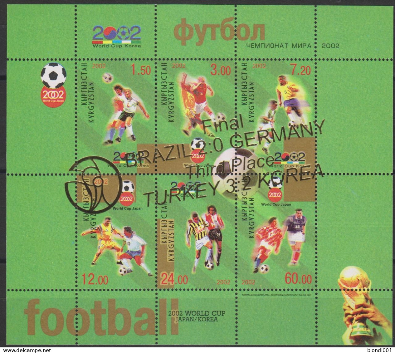 Soccer World Cup 2002 - KYRGYZSTAN - Sheet Gold Ovp MNH Rare!! - 2002 – Zuid-Korea / Japan