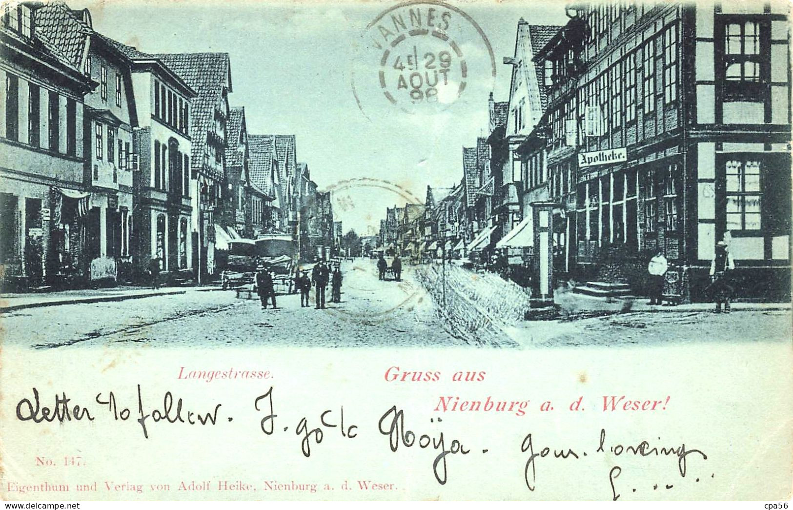 GRUSS Aus NIENBURG A. D. Weser - Langerstrasse - 1898 - Nienburg