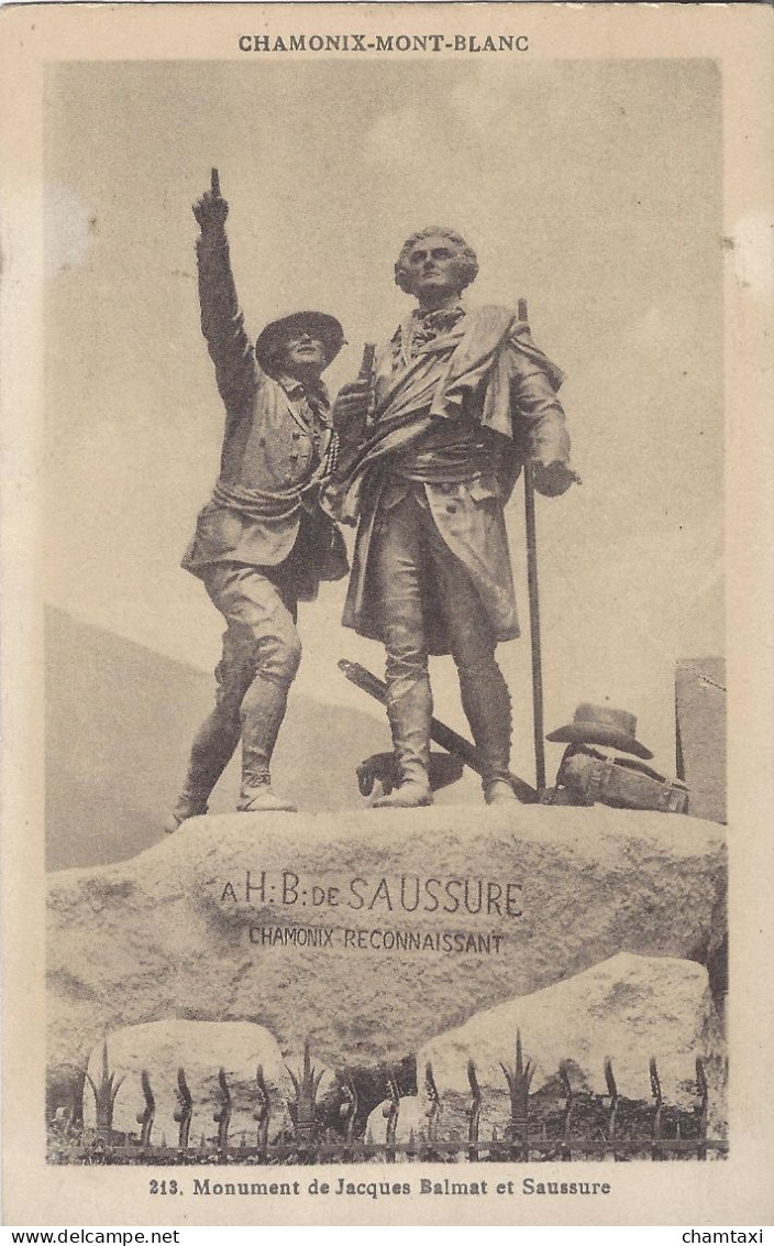 74 CHAMONIX MONT BLANC MONUMENT DE JACQUES BALMAT  ET SAUSSURE Editeur COUTTET  Auguste N° 213 - Chamonix-Mont-Blanc