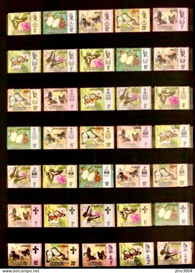 MALAYSIE 1971 Complete 91v Neuf MNH ** Mariposa Butterfly Borboleta Schmetterlinge Farfalla MALAYSIA - Mariposas