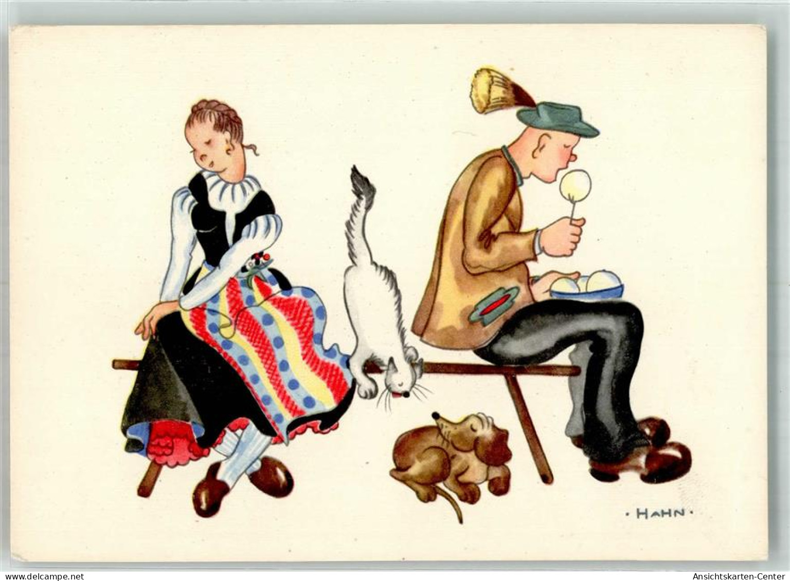 39839705 - Sign. Hahn Tracht Katze Kunstverlag Chieming Nr. 20 - Cani