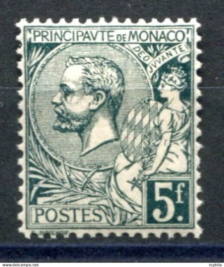 RC 27566 MONACO COTE 30€ N° 47 - 5F VERT GRIS FONCÉ PRINCE ALBERT NEUF * MH - Unused Stamps