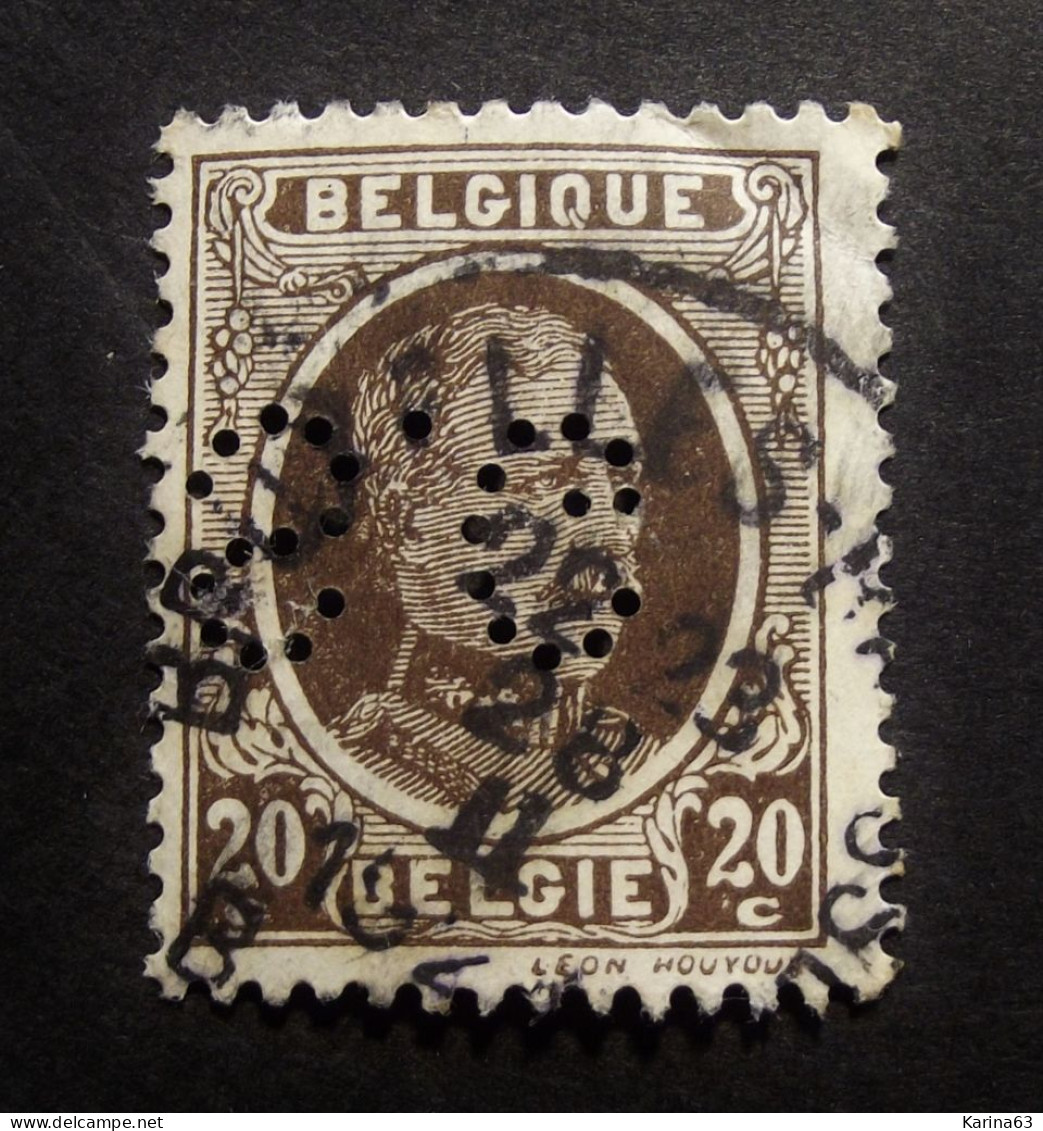 België - Belgique - Perfin Perforé -  S. G -  Societe Generale" Te Brussel - Bruxelles -  COB 196 - Cancelled - 1909-34