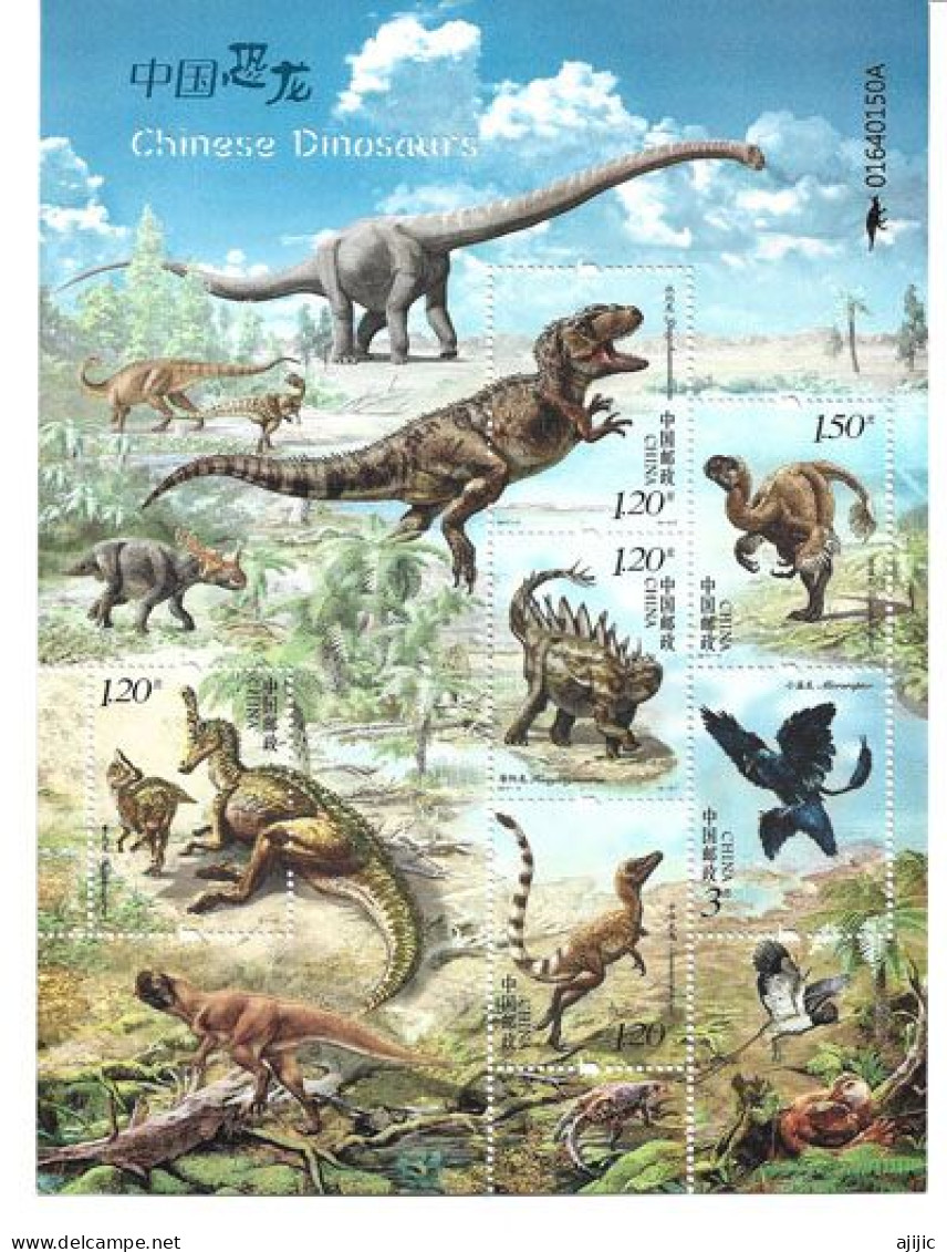 CHINE. Les Dinosaures De Chine . Bloc-feuillet Neuf ** Année 2017 - Prehistóricos