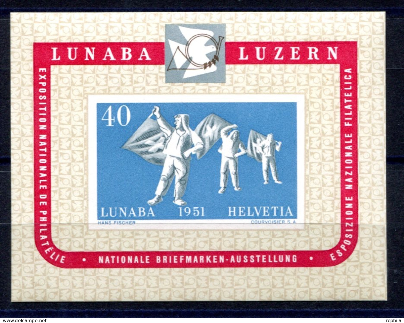 RC 27567 SUISSE COTE 180€ N° 14 EXPOSITION NATIONALE DE PHILATELIE NEUF * MH TB - Blocks & Kleinbögen