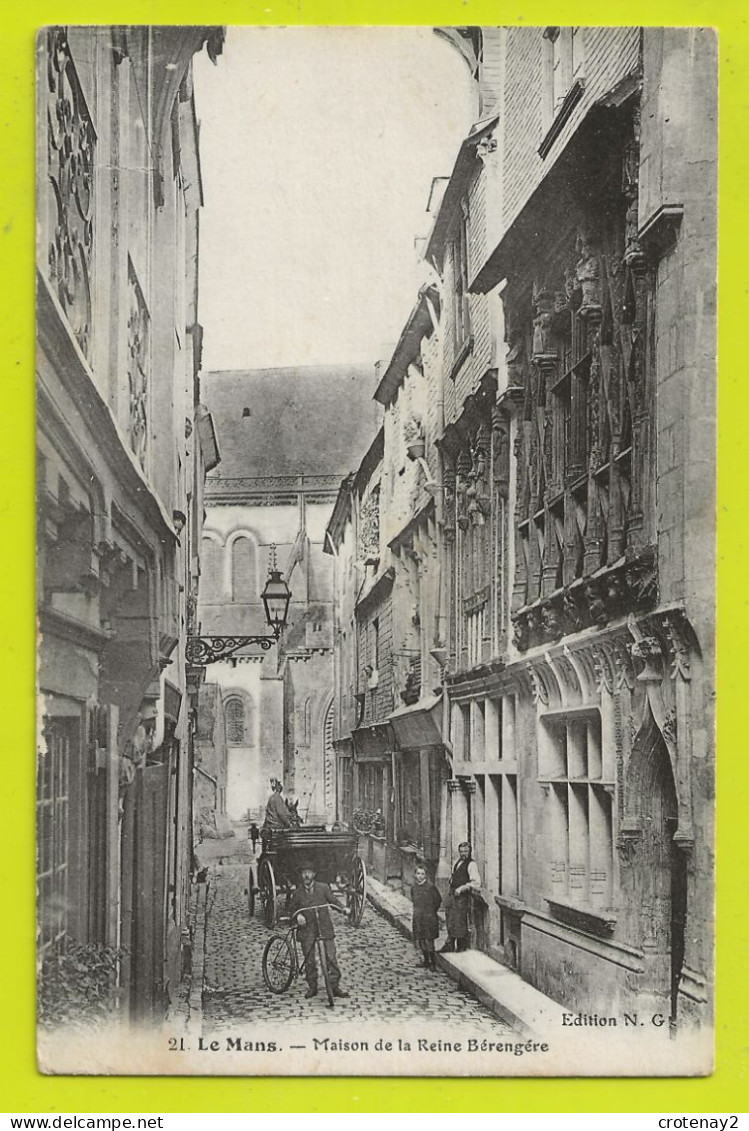 72 LE MANS N°21 Maison De La Reine Bérengère VOIR ZOOM Attelage Homme Avec Beau Vélo Ancien Attelage Et Chat En 1916 - Le Mans