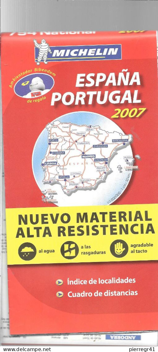 CARTE-ROUTIERE-MICHELIN-N °794-Edt2-ESPAGNE/PORTUGL-NEW Qualité De Papier Indéchirable /Comme Neuve - Roadmaps