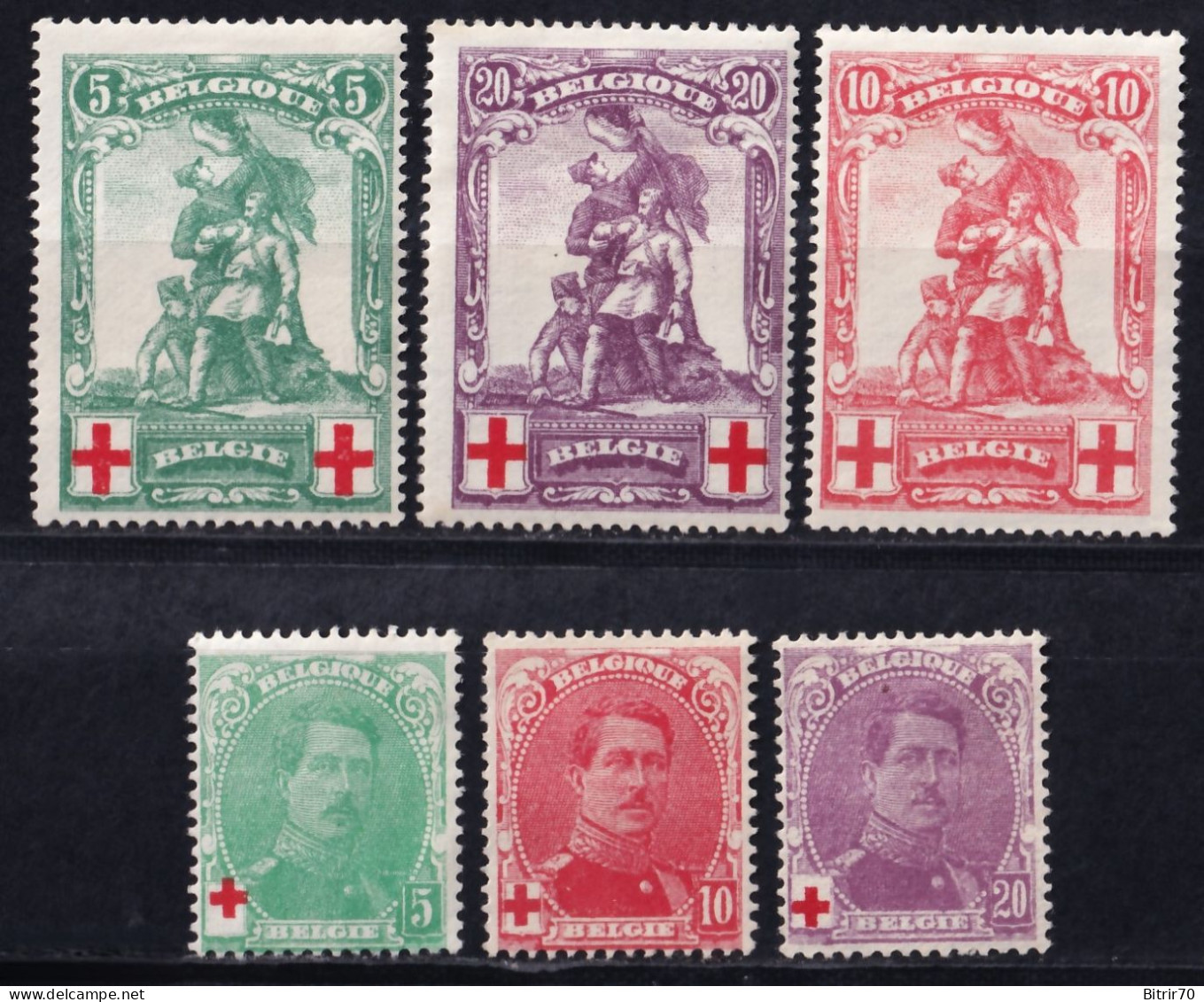 Belgica. 1914 Y&T. 126 / 128, 129 / 131, MH. - 1914-1915 Cruz Roja