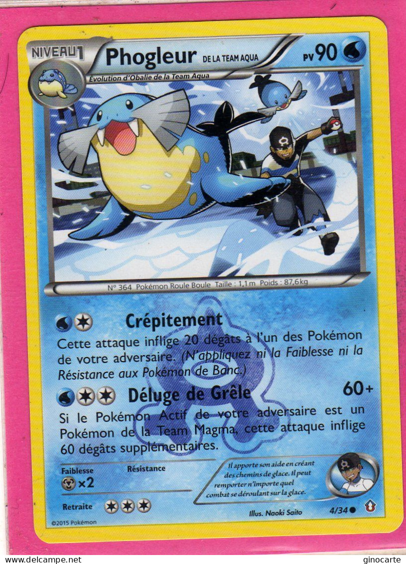 Carte Pokemon Francaise 2015 Xy Double Crisis 4/34 Phogleur 90pv Bon Etat - XY