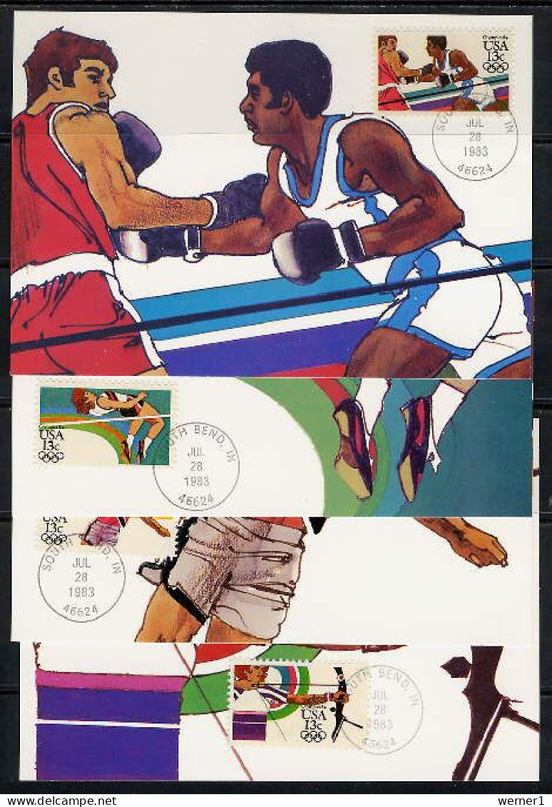 USA 1983 Olympic Games Los Angeles, Boxing, Archery Etc. Set Of 4 Maximumcards - Verano 1984: Los Angeles