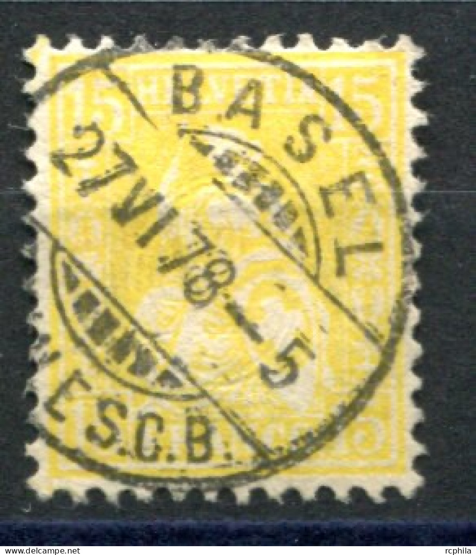 RC 27568 SUISSE N° 44 - 15c JAUNE CACHET DE BASEL TRÈS BLEE OBLITÉRATION DE 1878 TB - Used Stamps