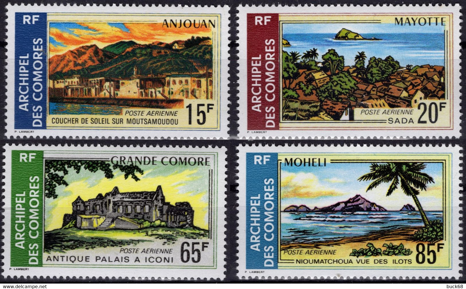 COMORES Poste Aérienne 32 à 35 ** MNH Anjouan Sadapalais Iconi Nioumatchoua Mayotte Mohéli 1971 (CV 17 €) - Luftpost