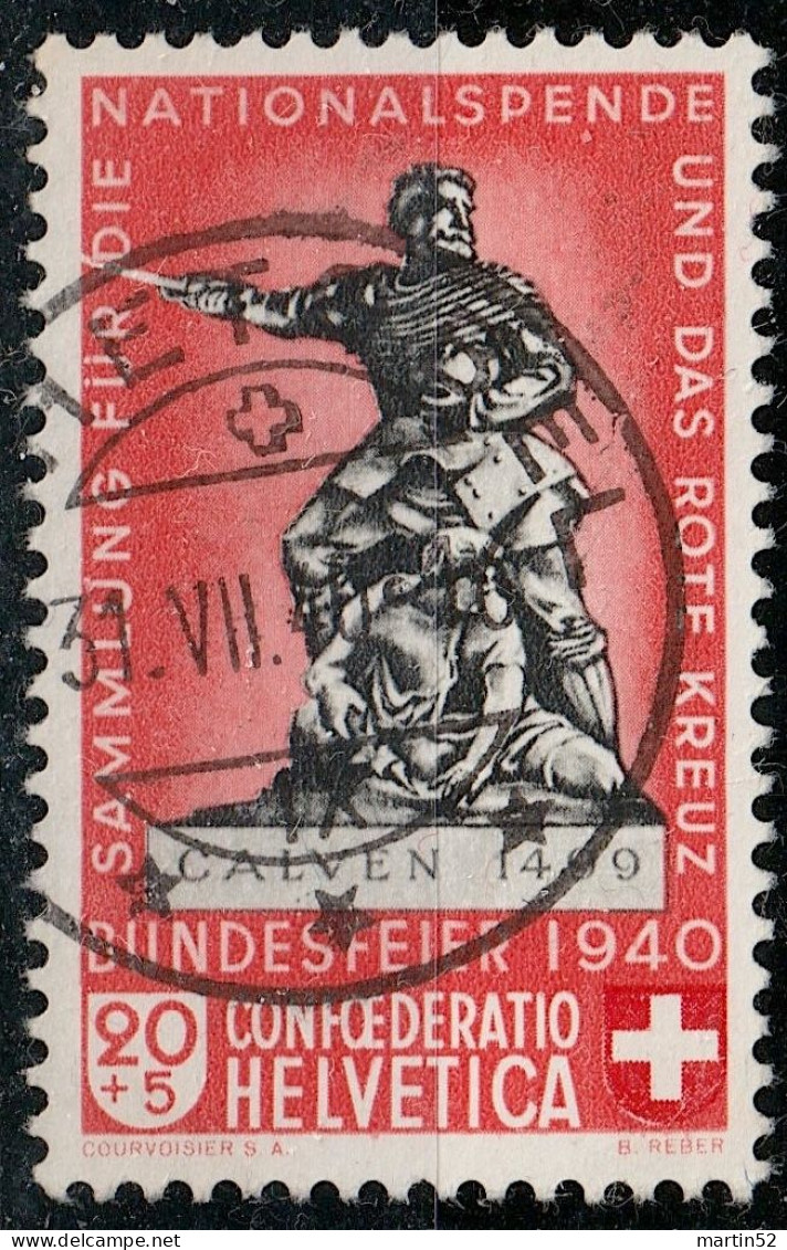 Schweiz Suisse 1940: "Calven" Variante HELLROT ROUGE-CLAIR Zu WII5c Mi 366a Yv 351a ⊙ REHETOBEL 31.VII.40 (Zu CHF 50.00) - Oblitérés