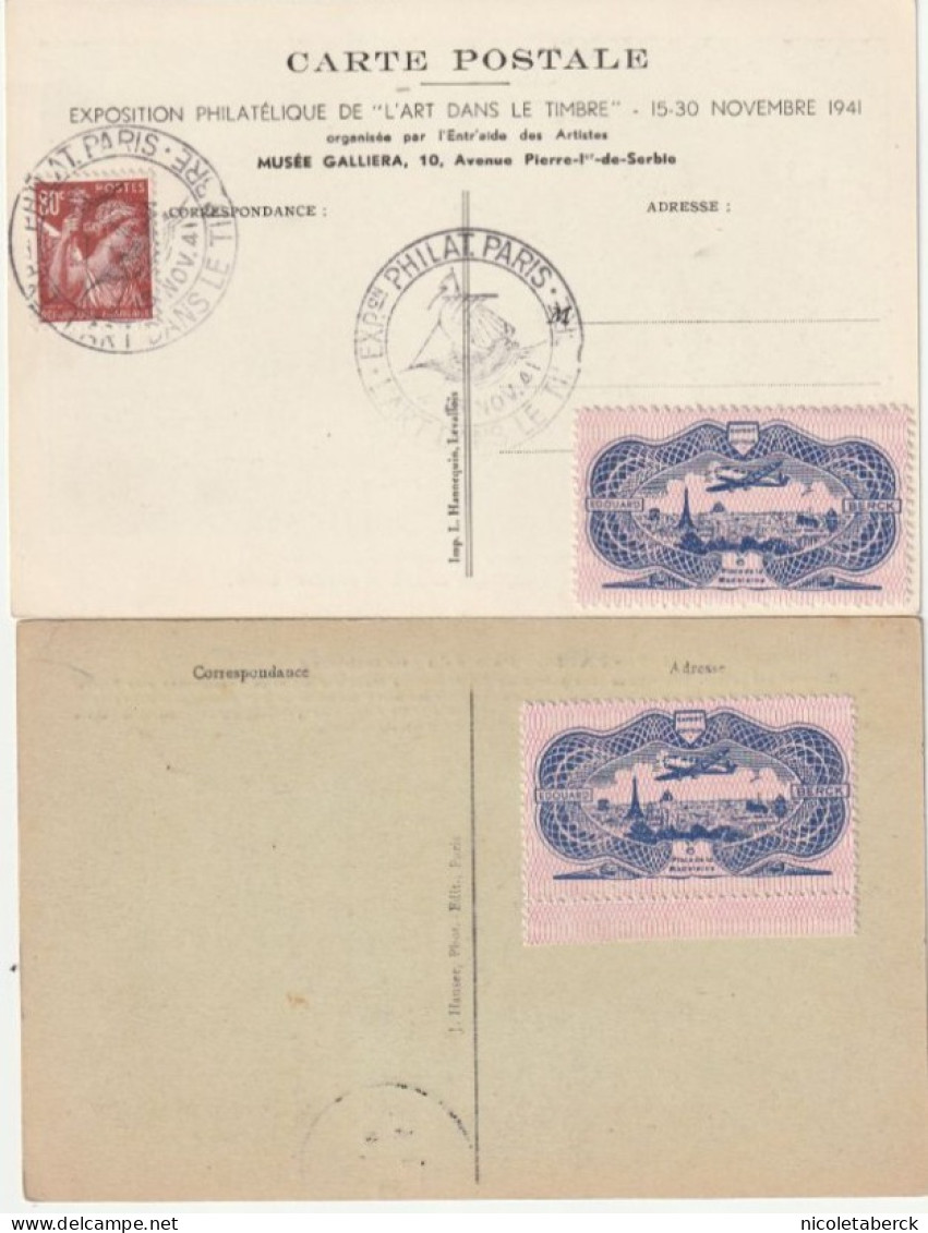 Carte Du Carré Marigny 15/11/41 + Carte Palais Du Luxembourg Obl: 17/8/46 . Collection BERCK. - Covers & Documents