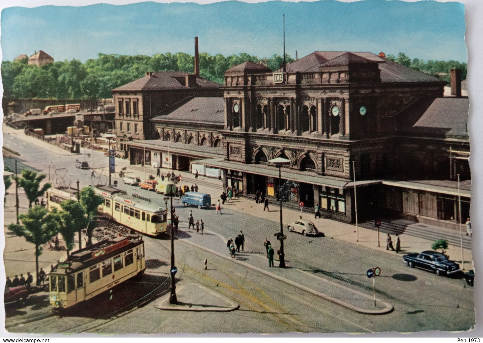 Mainz, Hauptbahnhof, Strassenbahn, Autos, VW Käfer, 1960 - Mainz