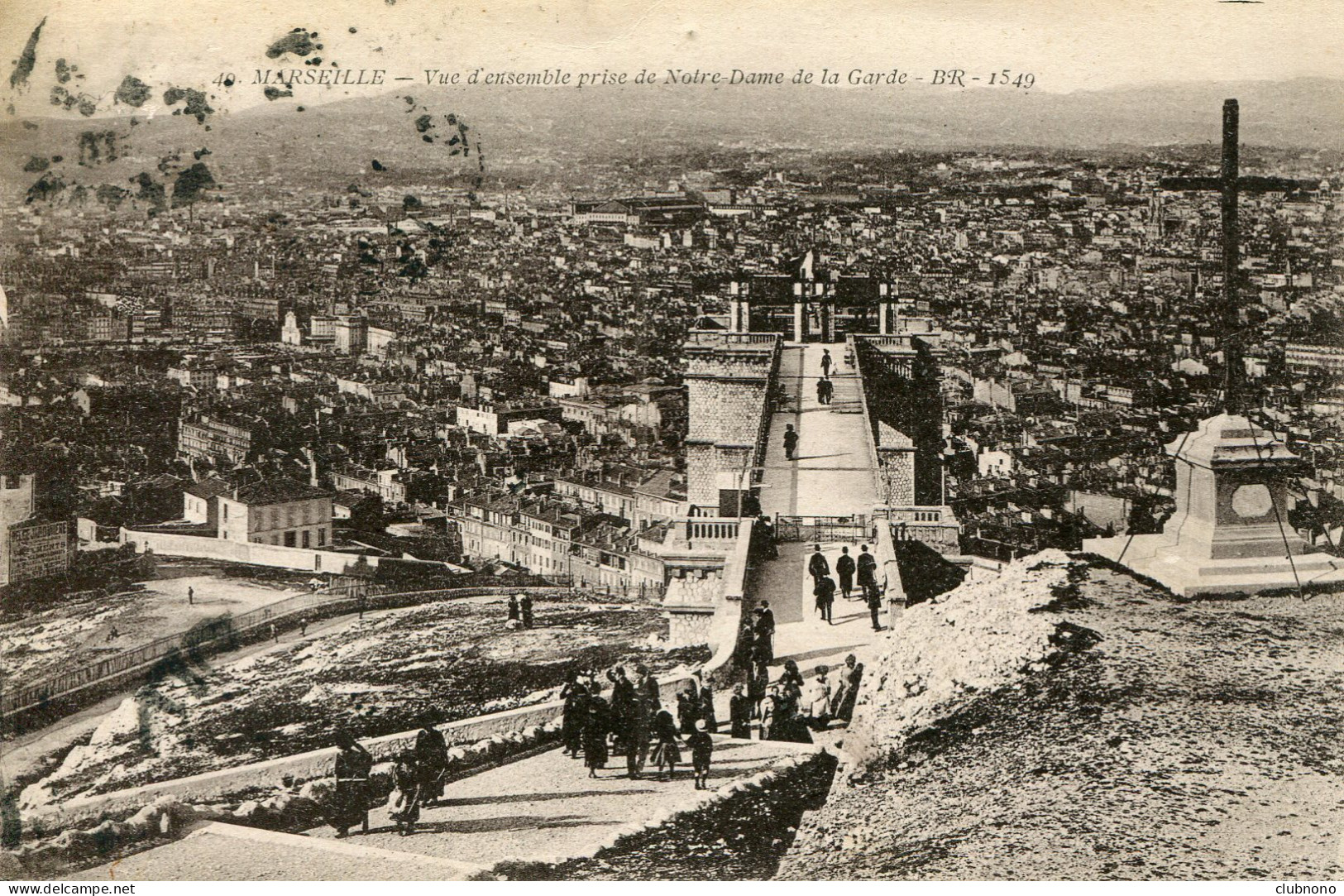 CPA -  MARSEILLE - VUE D'ENSEMBLE PRISE DE N.DAME DE LA GARDE (1919) - Notre-Dame De La Garde, Aufzug Und Marienfigur